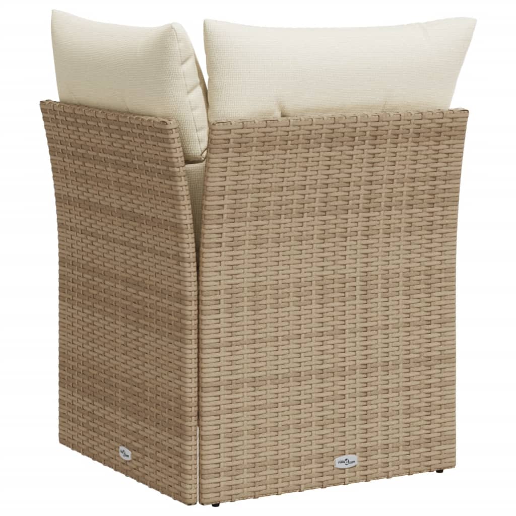 Tuinhoekbank met kussens poly rattan beige