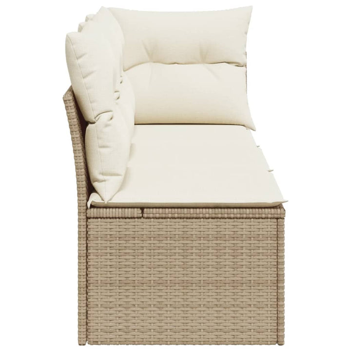 Tuinbank 3-zits met kussens poly rattan beige