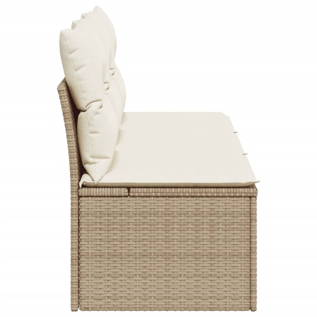 Tuinbank 3-zits met kussens poly rattan beige