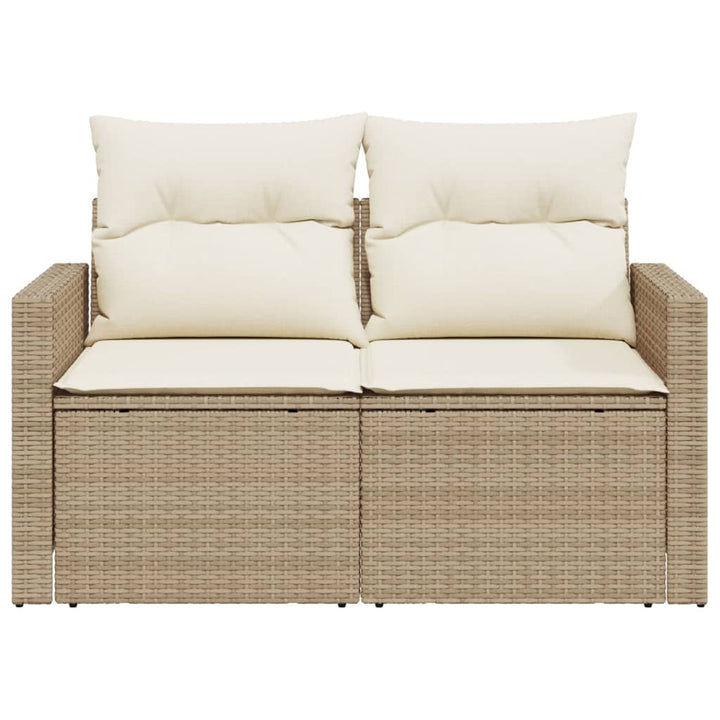 Tuinbank 2-zits met kussens poly rattan beige