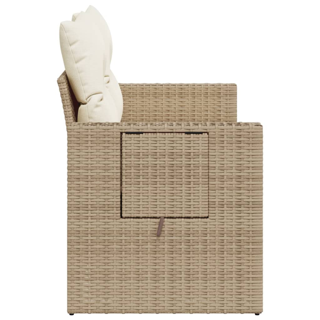 Tuinbank 2-zits met kussens poly rattan beige