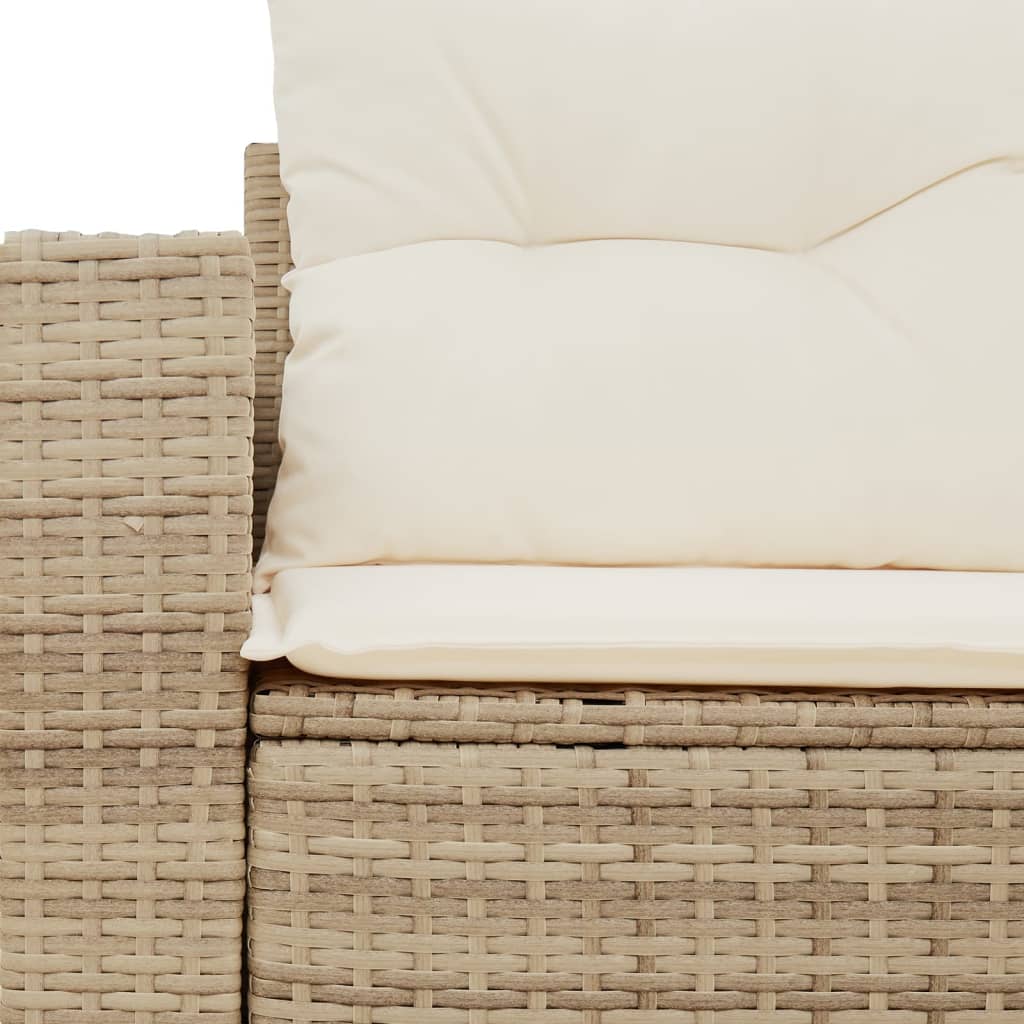 Tuinbank 2-zits met kussens poly rattan beige