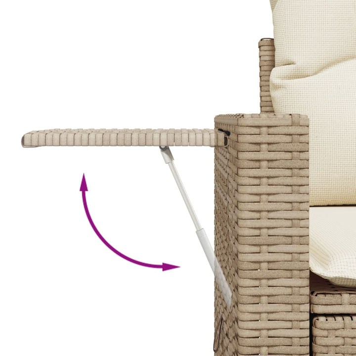 Tuinbank 2-zits met kussens poly rattan beige