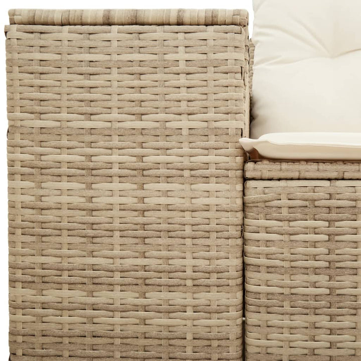 Tuinbank 2-zits met kussens poly rattan beige