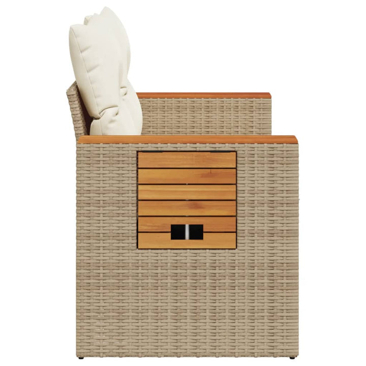 Tuinbank 2-zits met kussens poly rattan beige