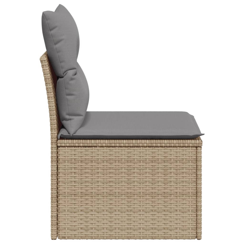 Tuinbank zonder armleuning met kussens poly rattan beige