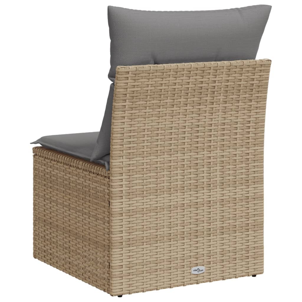 Tuinbank zonder armleuning met kussens poly rattan beige