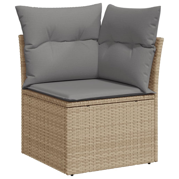 Tuinhoekbank met kussens poly rattan beige