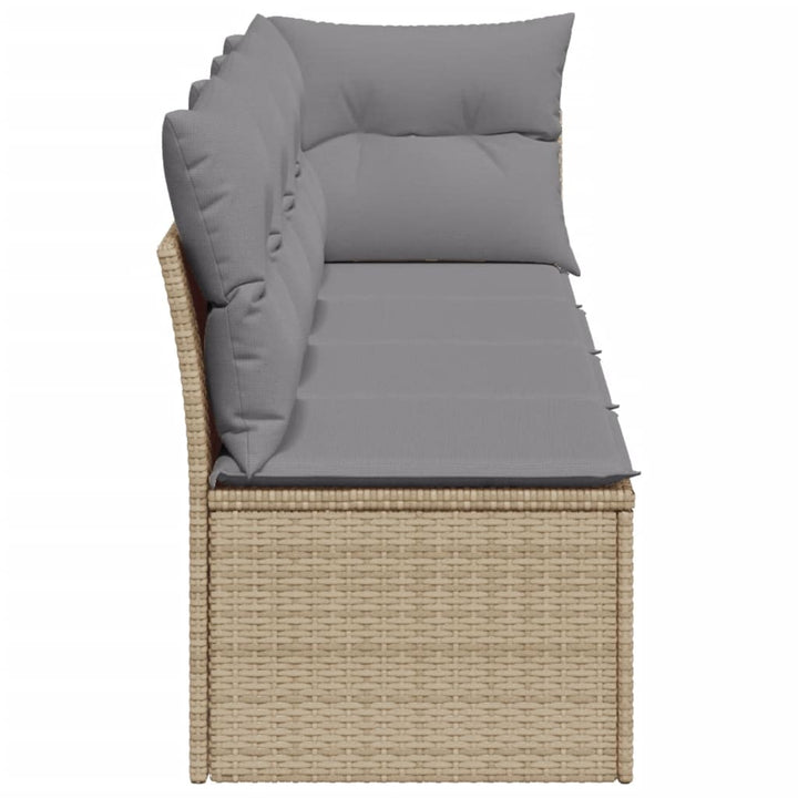 Tuinbank 4-zits met kussens poly rattan beige