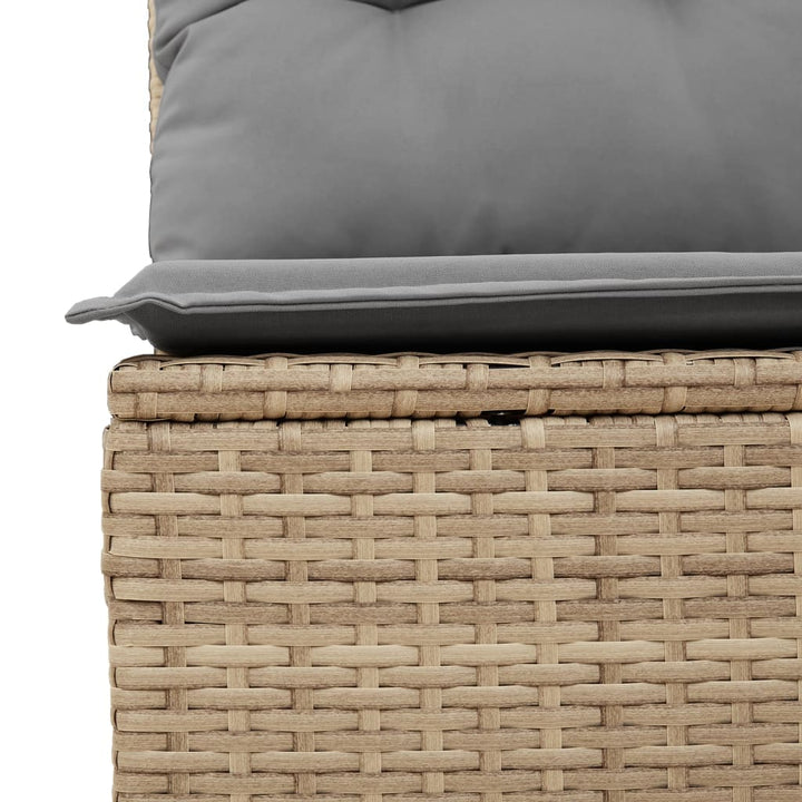 Tuinbank 4-zits met kussens poly rattan beige