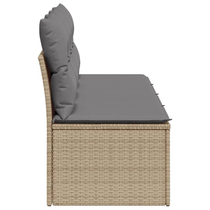 Tuinbank 4-zits met kussens poly rattan beige