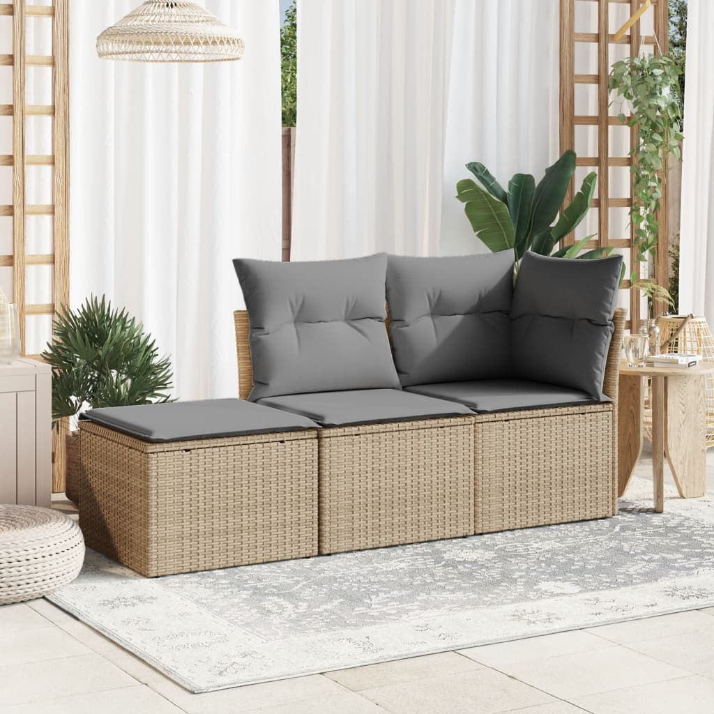 Tuinkruk met kussen 55x55x37 cm poly rattan beige