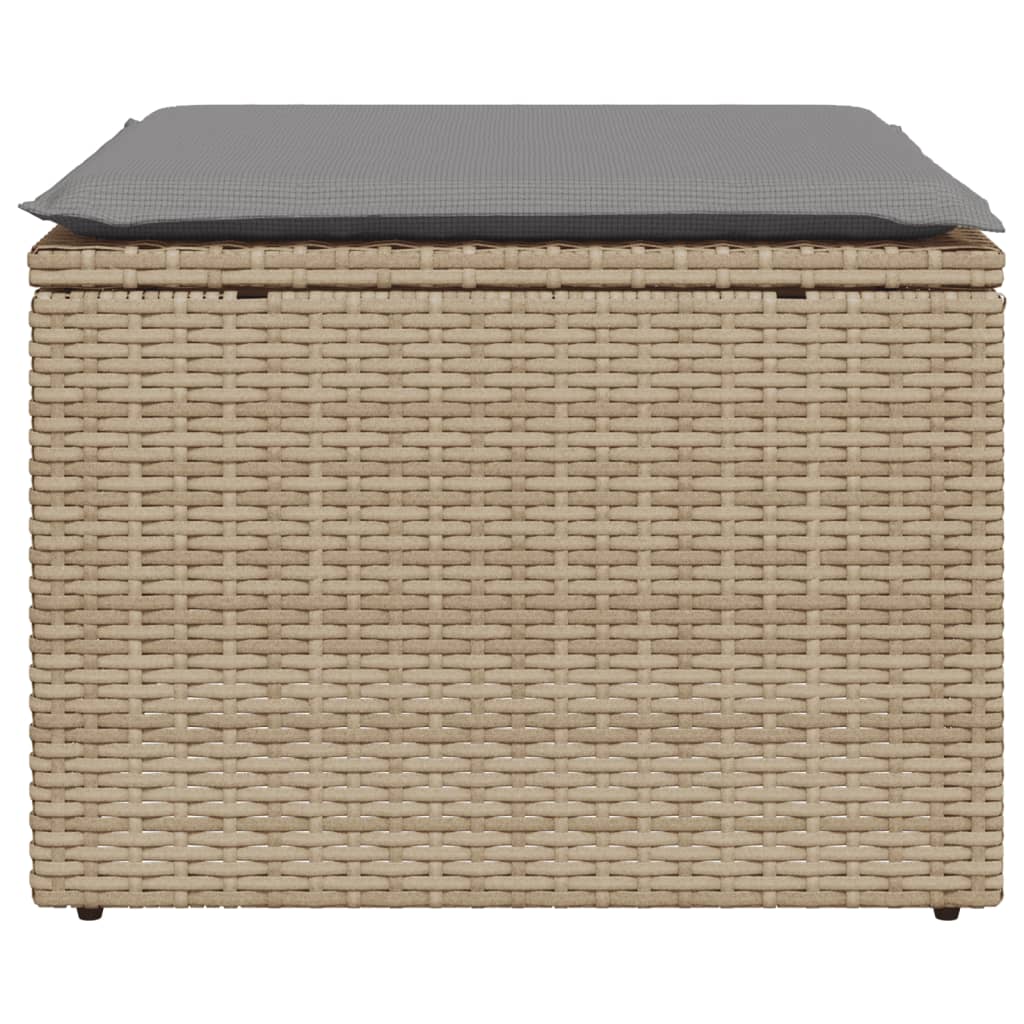 Tuinkruk met kussen 55x55x37 cm poly rattan beige