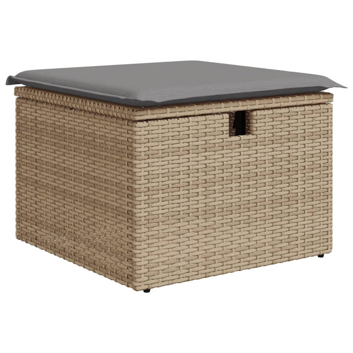 Tuinkruk met kussen 55x55x37 cm poly rotan beige