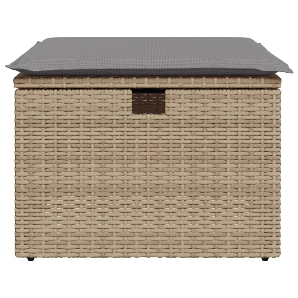 Tuinkruk met kussen 55x55x37 cm poly rotan beige