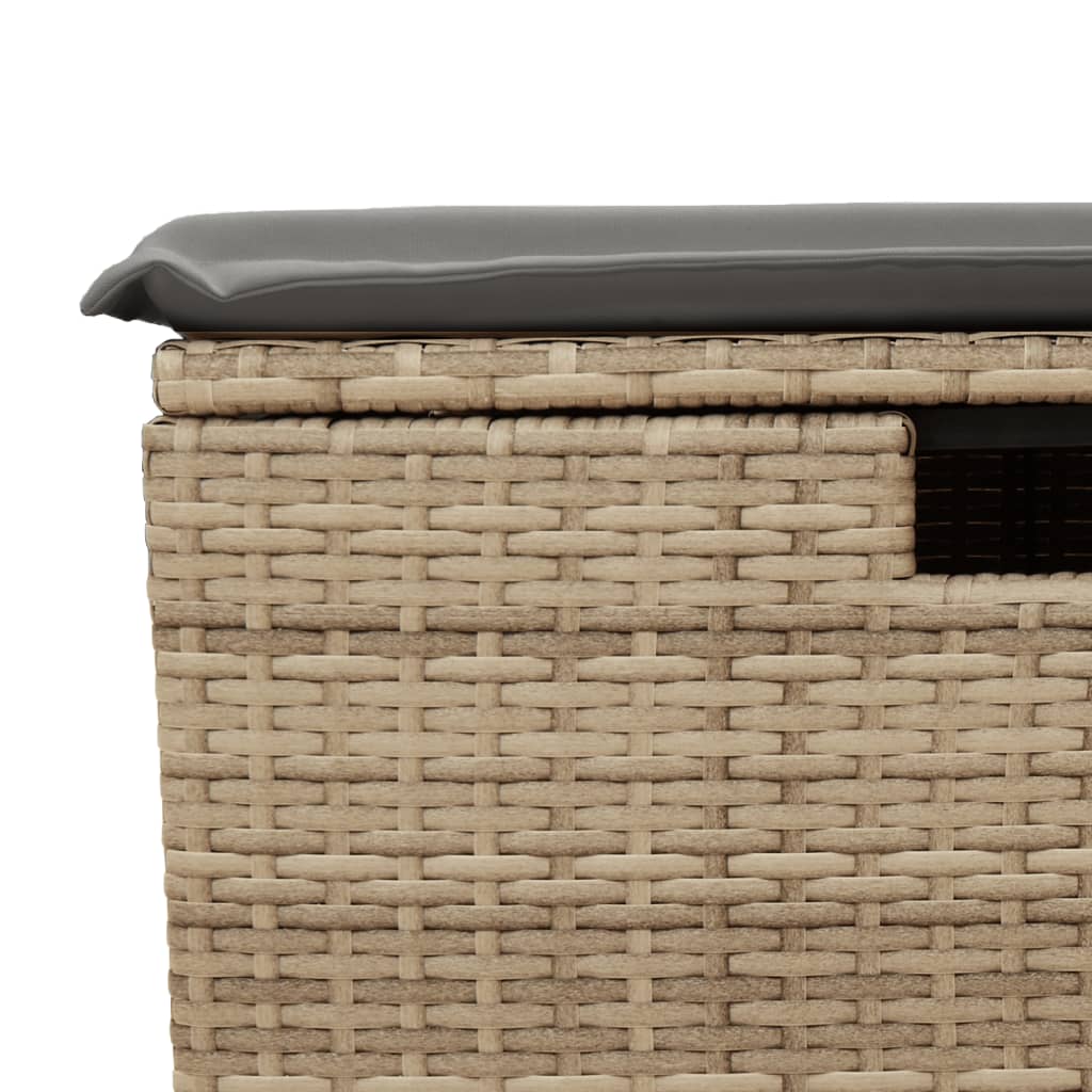 Tuinkruk met kussen 55x55x37 cm poly rotan beige