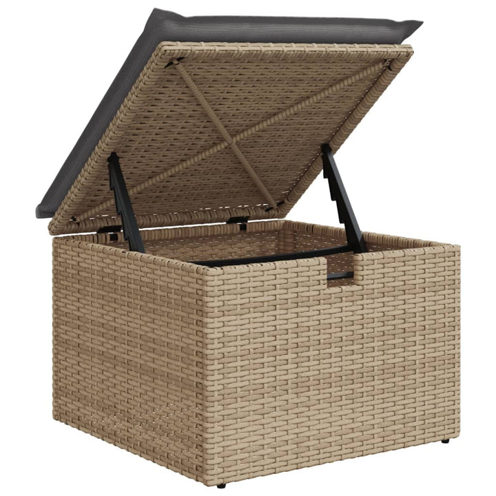 Tuinkruk met kussen 55x55x37 cm poly rotan beige