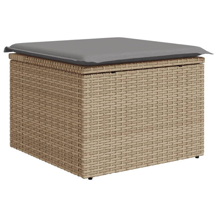 Tuinkruk met kussen 55x55x37 cm poly rattan beige