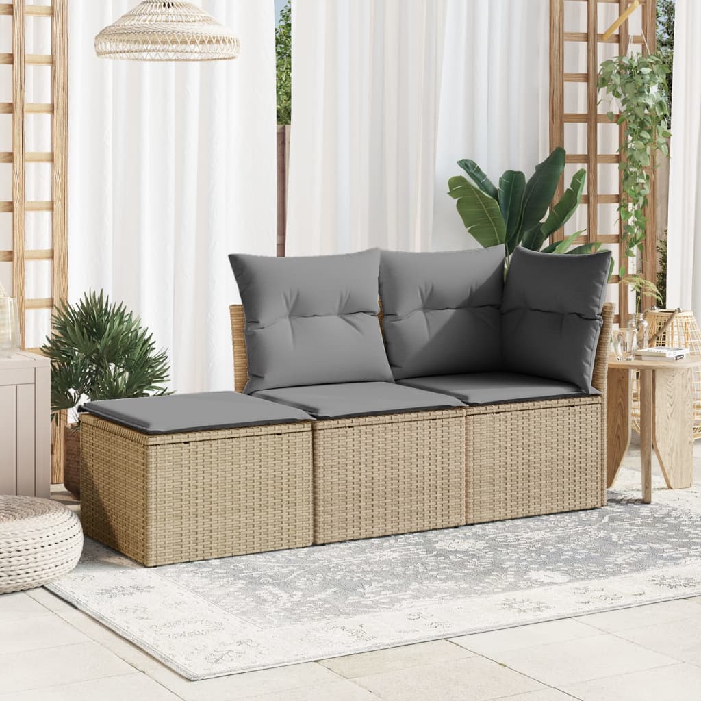 Tuinkruk met kussen 55x55x37 cm poly rattan beige