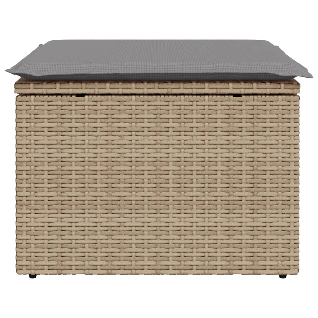 Tuinkruk met kussen 55x55x37 cm poly rattan beige