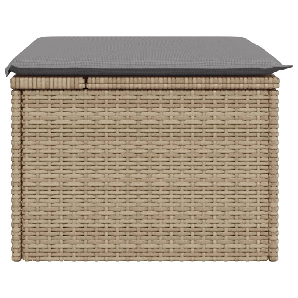 Tuinkruk met kussen 55x55x37 cm poly rattan beige