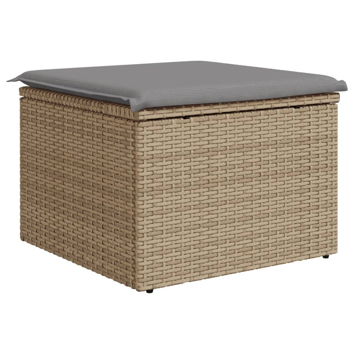 Tuinkruk met kussen 55x55x37 cm poly rattan beige