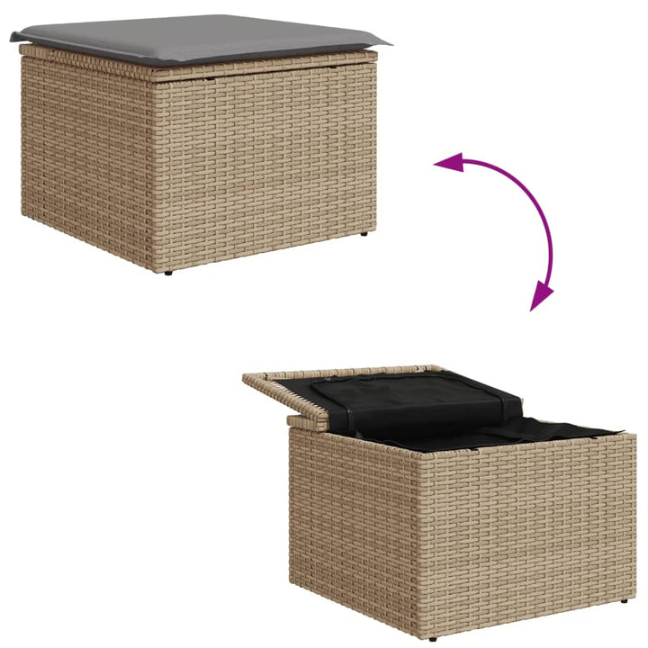 Tuinkruk met kussen 55x55x37 cm poly rattan beige