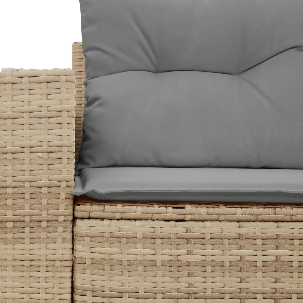 Tuinbank 2-zits met kussens poly rattan beige