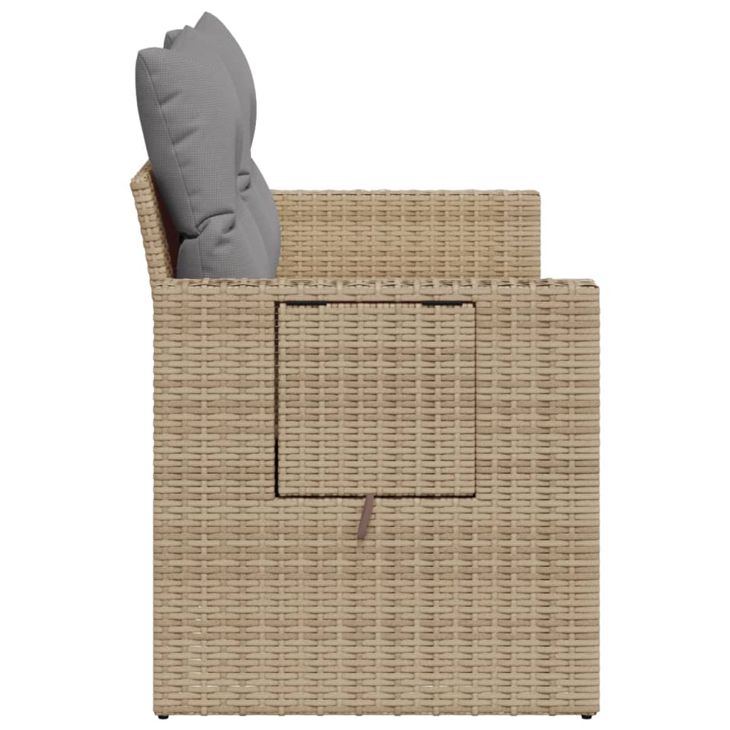 Tuinbank 2-zits met kussens poly rattan beige