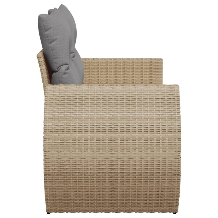 Tuinbank 2-zits met kussens poly rattan beige