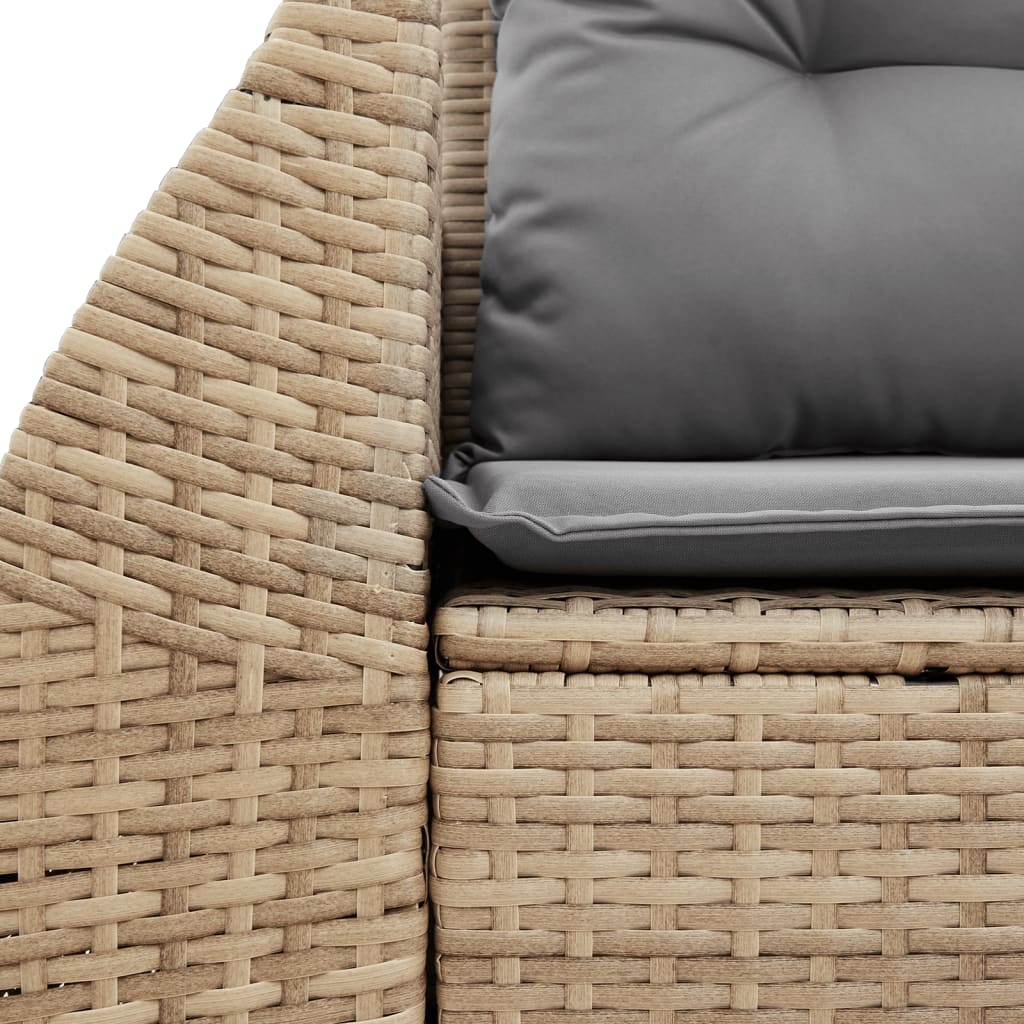 Tuinbank 2-zits met kussens poly rattan beige