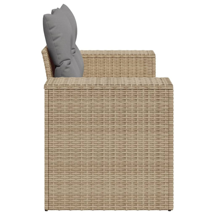 Tuinbank 2-zits met kussens poly rattan beige