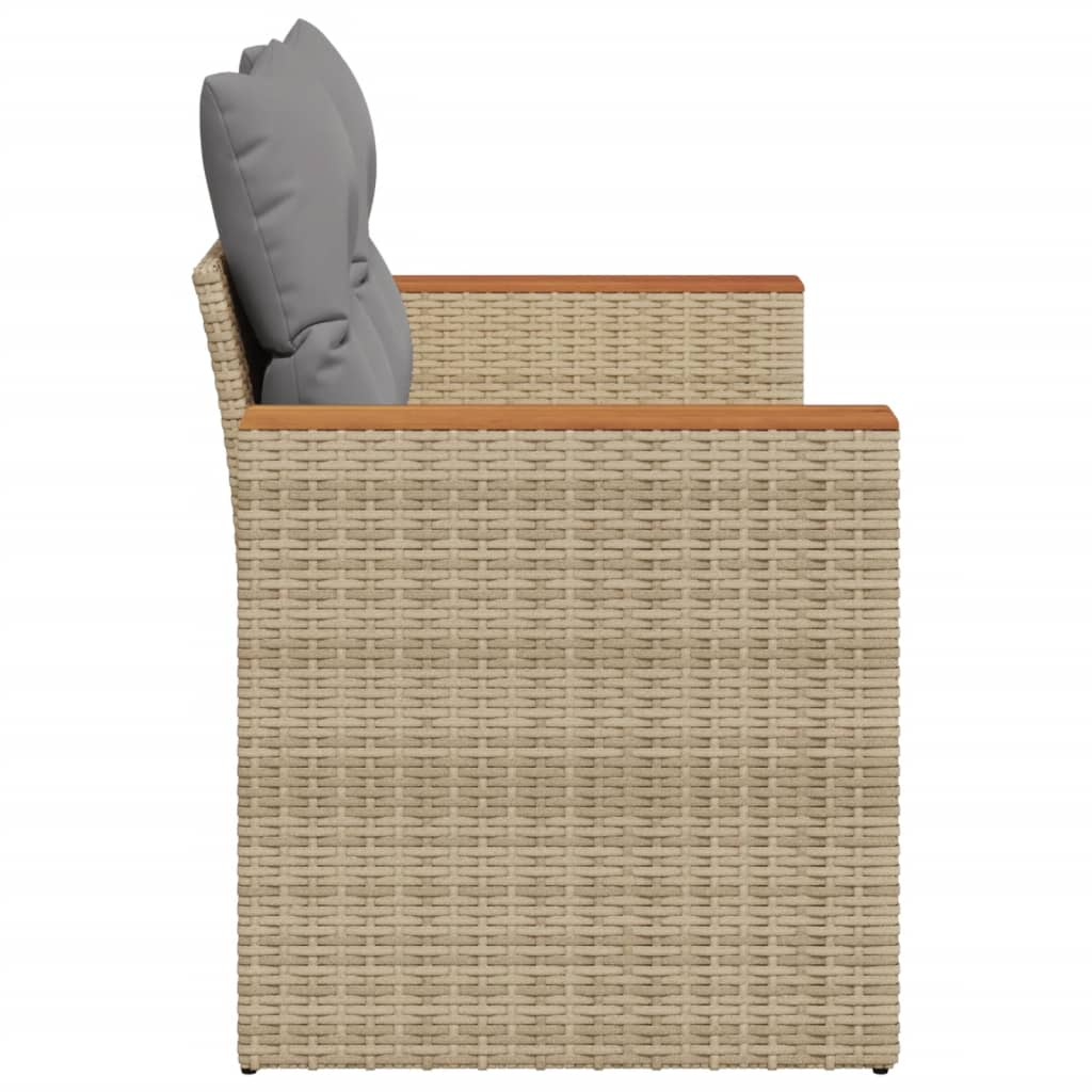 Tuinbank 2-zits met kussens poly rattan beige