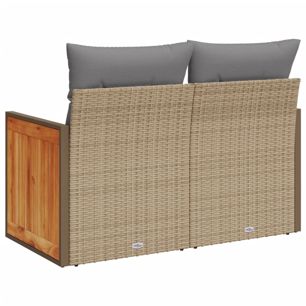 Tuinbank 2-zits met kussens poly rattan beige