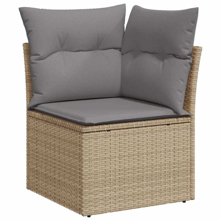 Tuinhoekbank met kussens poly rattan beige