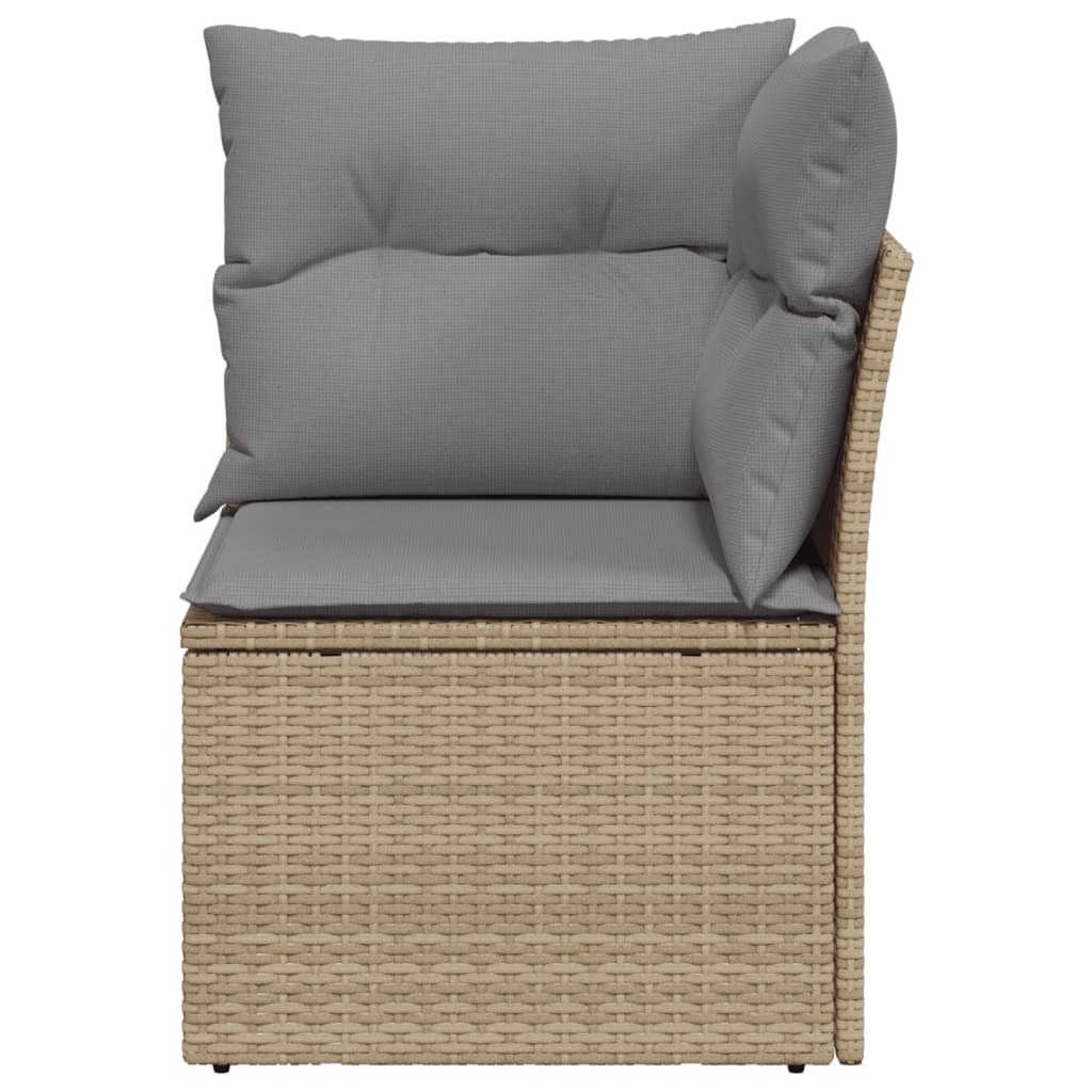 Tuinhoekbank met kussens poly rattan beige