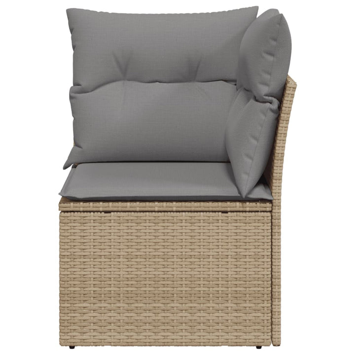 Tuinhoekbank met kussens poly rattan beige