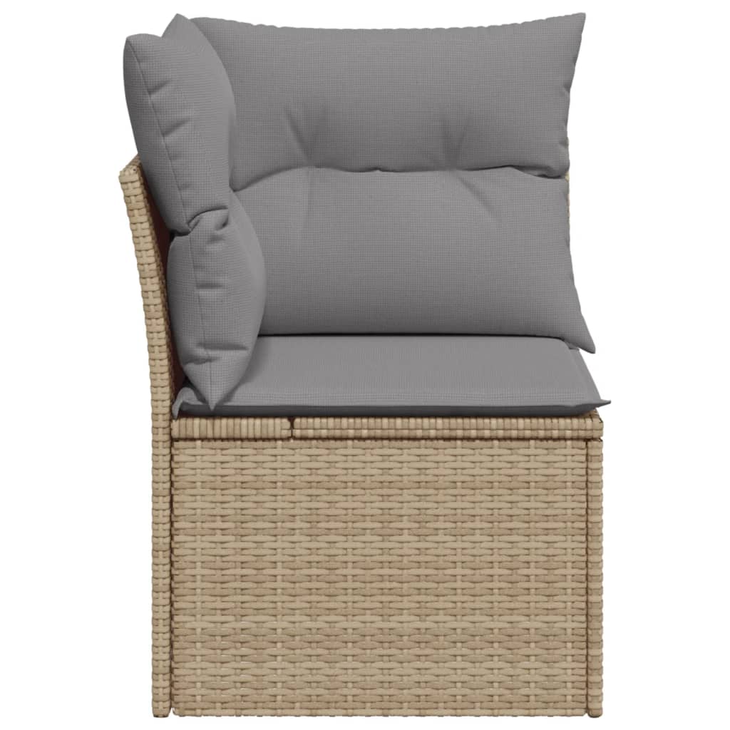 Tuinhoekbank met kussens poly rattan beige