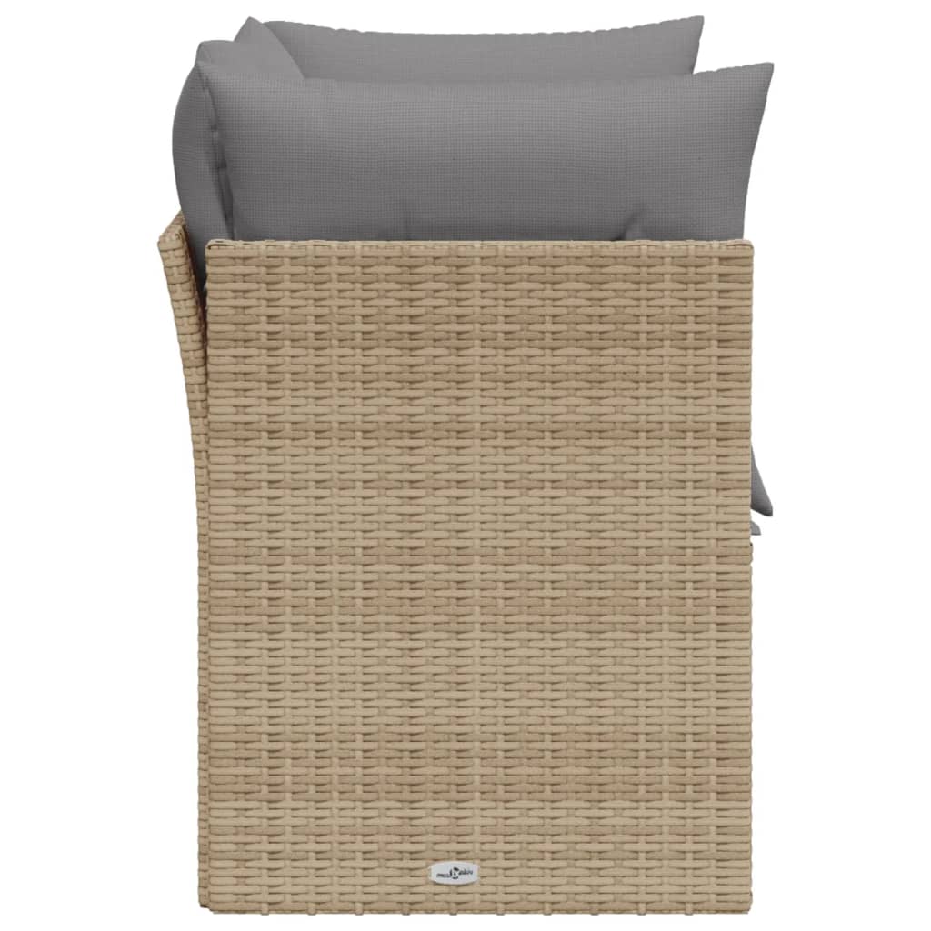 Tuinbank 2-zits met kussens poly rattan beige