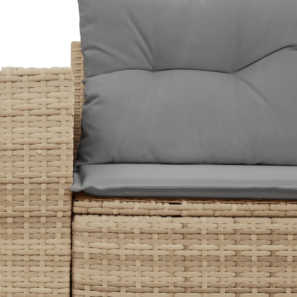 Tuinbank 2-zits met kussens poly rattan beige