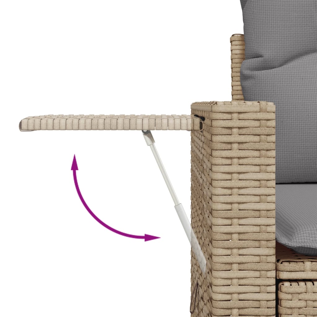 Tuinbank 2-zits met kussens poly rattan beige