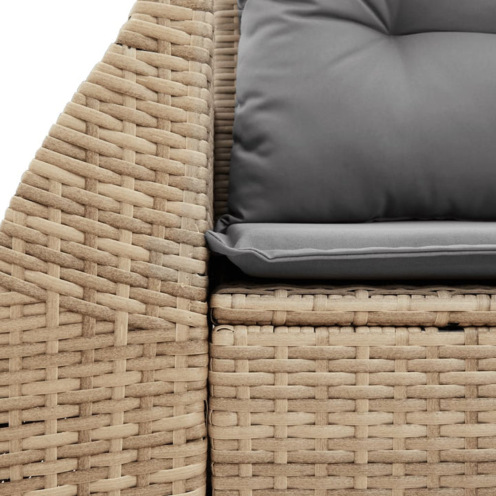 Tuinbank 2-zits met kussens poly rattan beige