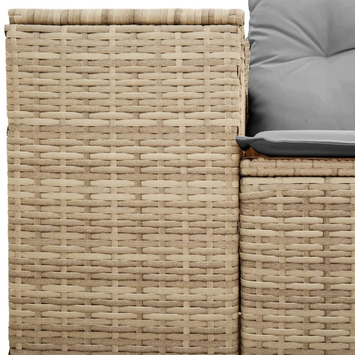 Tuinbank 2-zits met kussens poly rattan beige