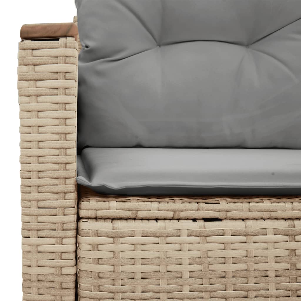 Tuinbank 2-zits met kussens poly rattan beige