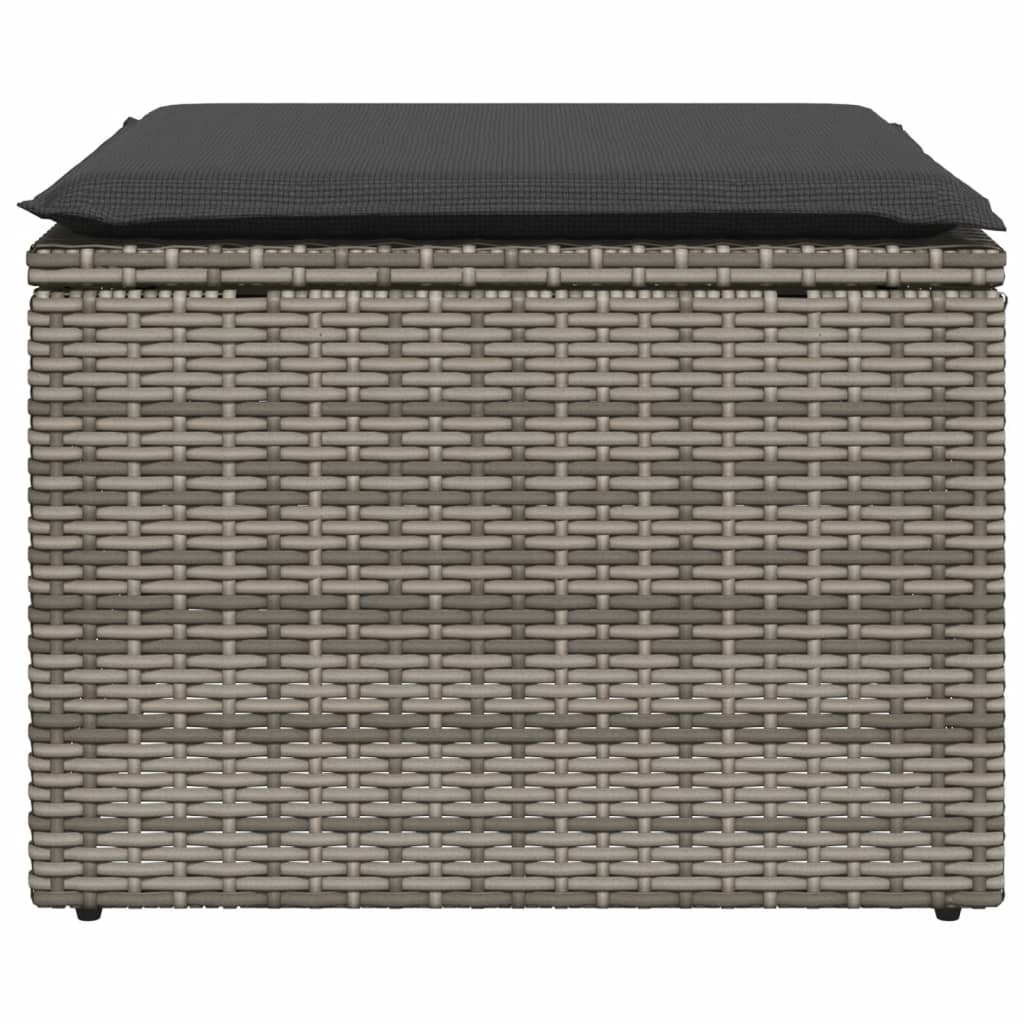 Tuinkruk met kussen 55x55x37 cm poly rattan grijs