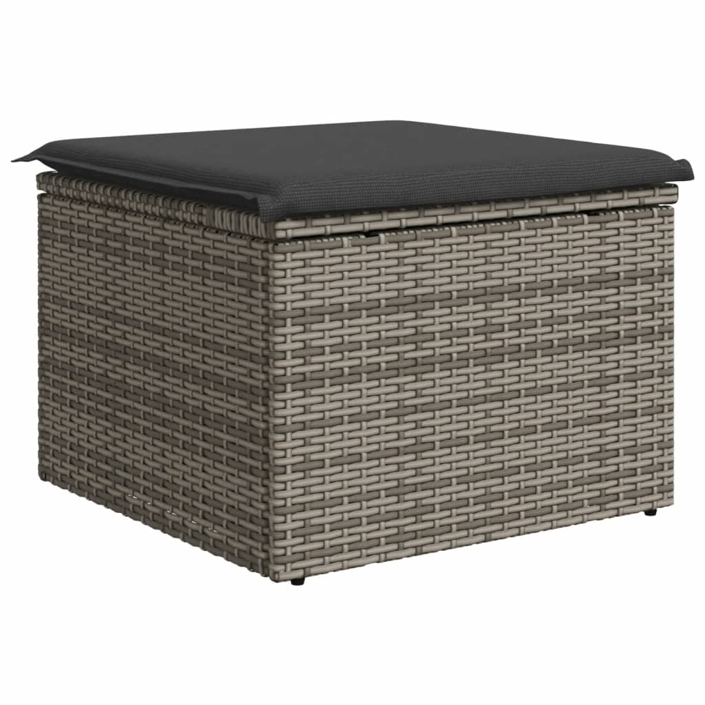 Tuinkruk met kussen 55x55x37 cm poly rattan grijs