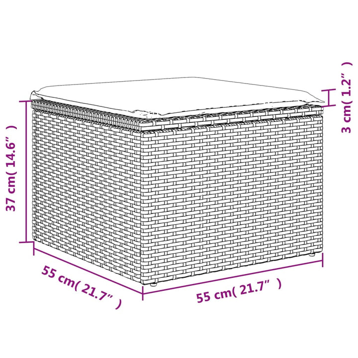 Tuinkruk met kussen 55x55x37 cm poly rattan grijs