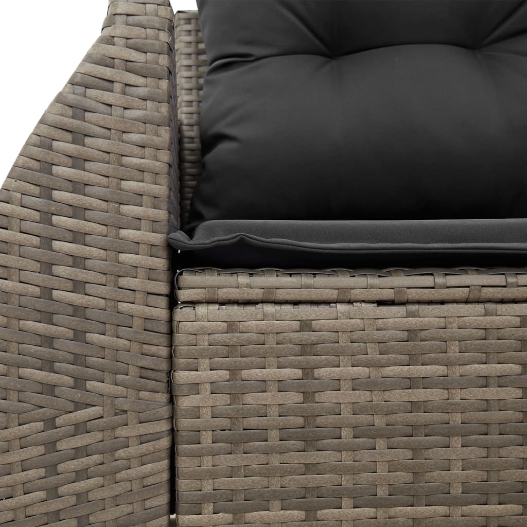 Tuinbank 2-zits met kussens poly rattan grijs