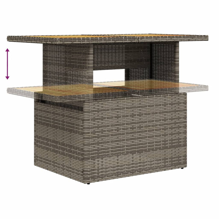 Tuintafel 100x55x73 cm poly rattan en acaciahout grijs