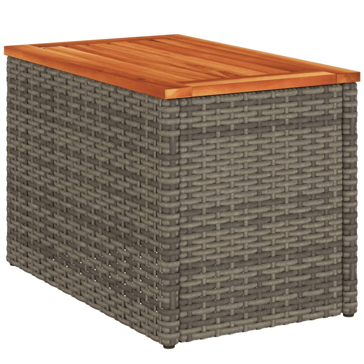 Tuinbijzettafels 2 st 55x34x37 cm poly rattan en hout grijs